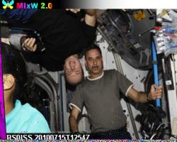 The crew inside ISS